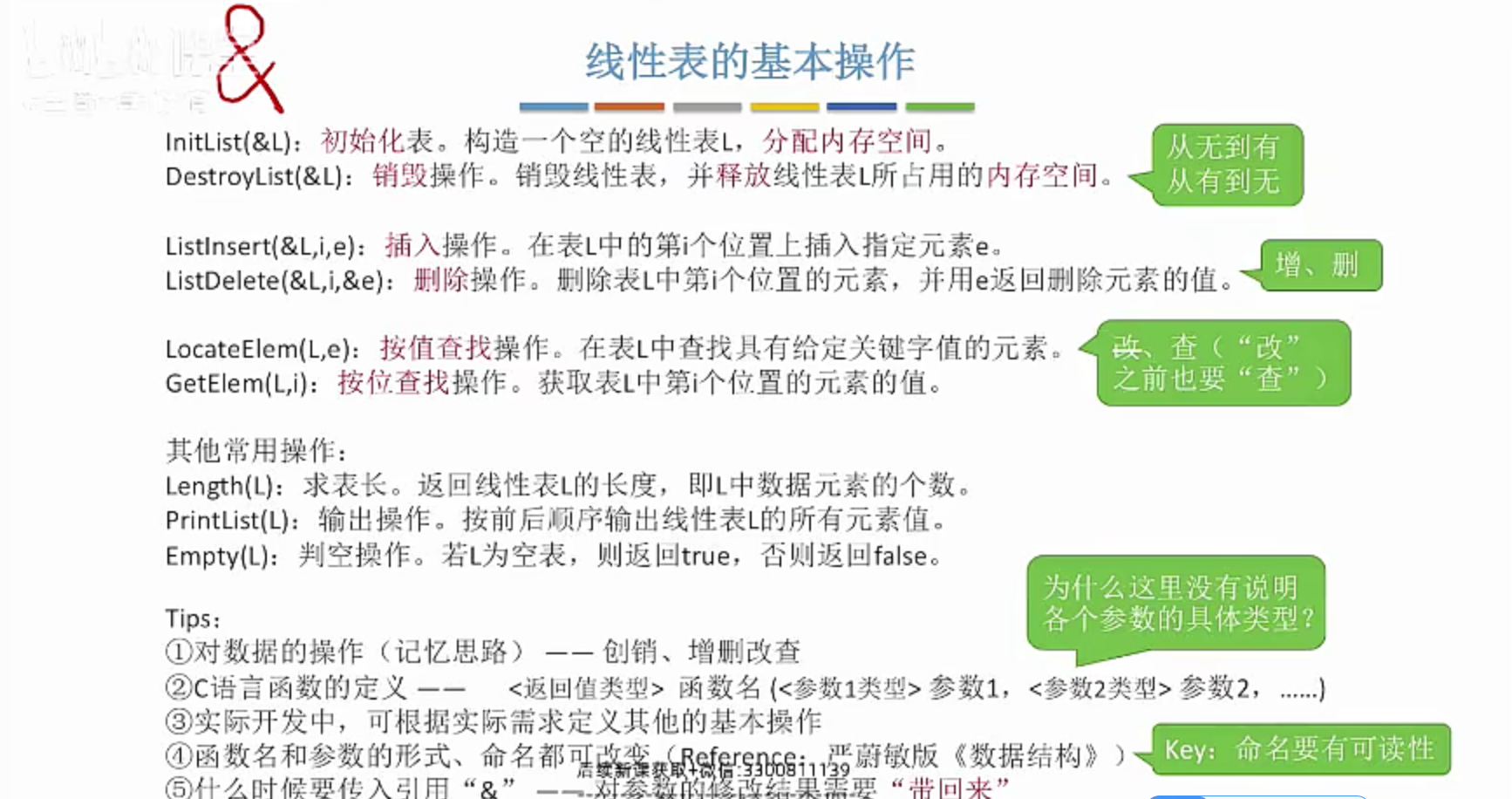 线性表的基本操作